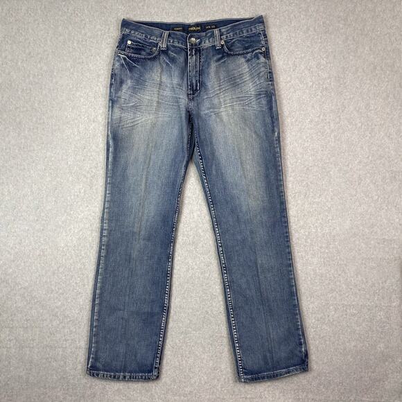 Helix Mens 34x32 Blue Straight Jeans - Picture 2 of 8